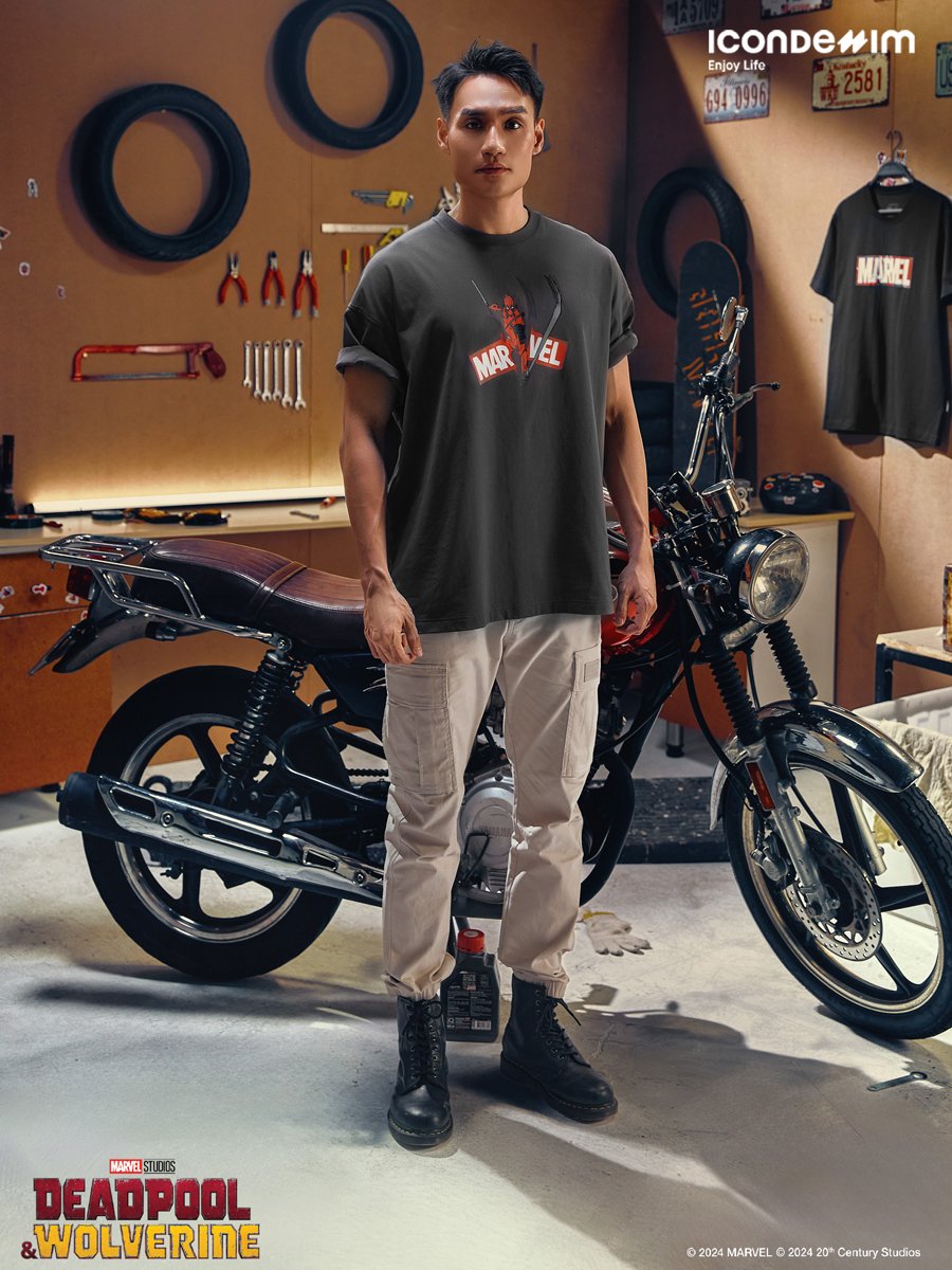 Áo Thun Nam Form Rộng Marvel Deadpool Merc With A Mouth