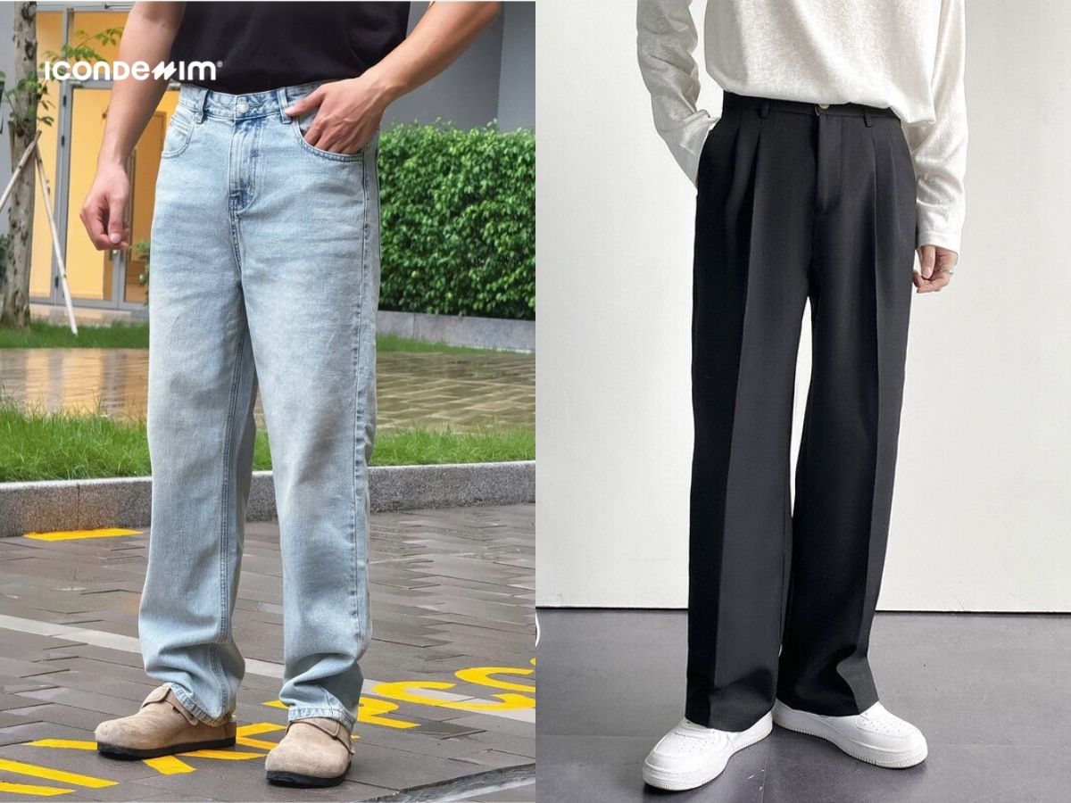 Nam đùi to nên mặc quần ống suông