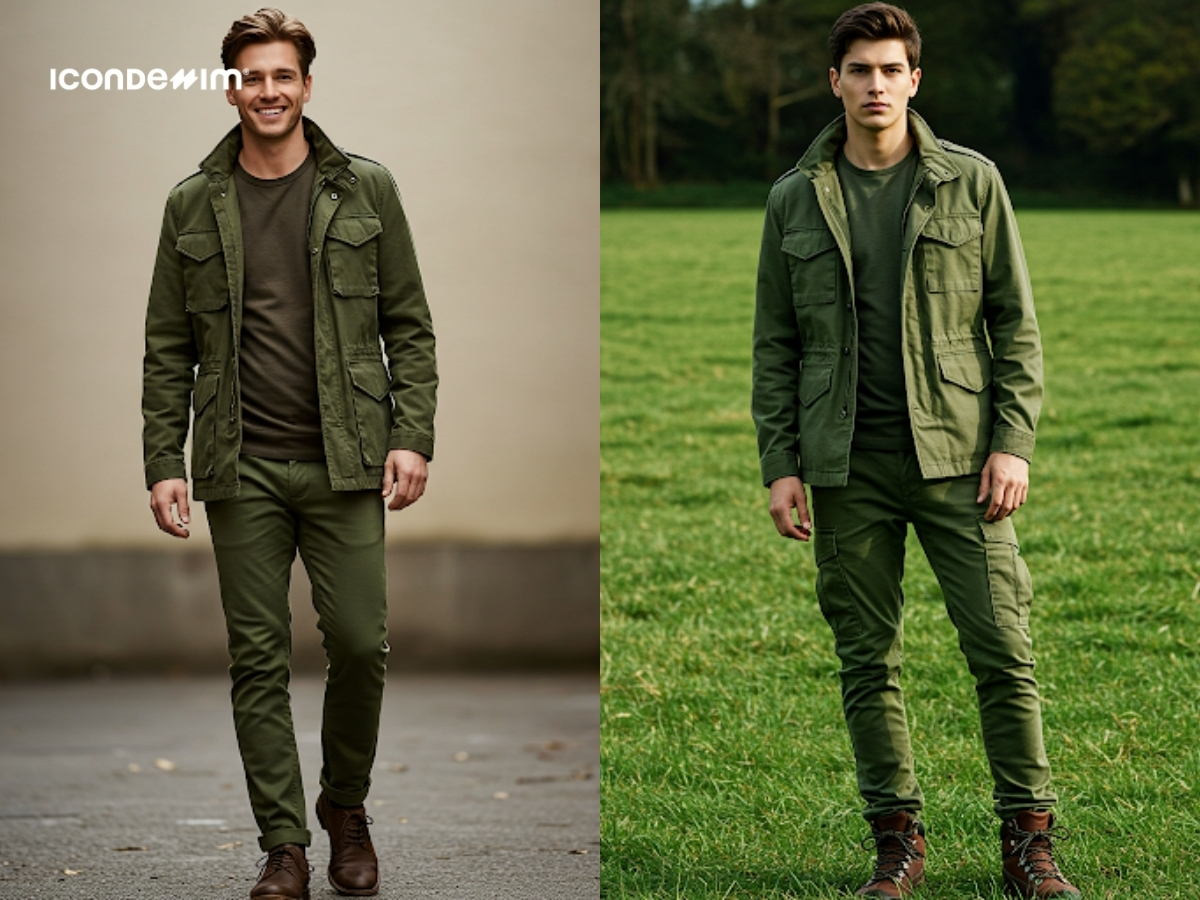 Outfit xanh rêu mang đến vẻ ngoài phóng khoáng, đậm chất streetwear