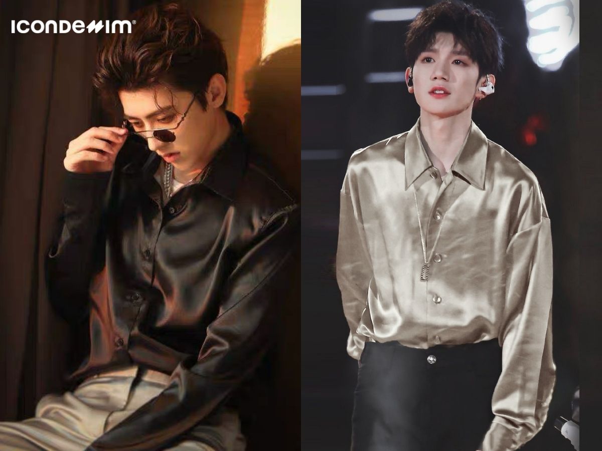 Áo sơ mi lụa satin phong cách soái ca Hàn Quốc