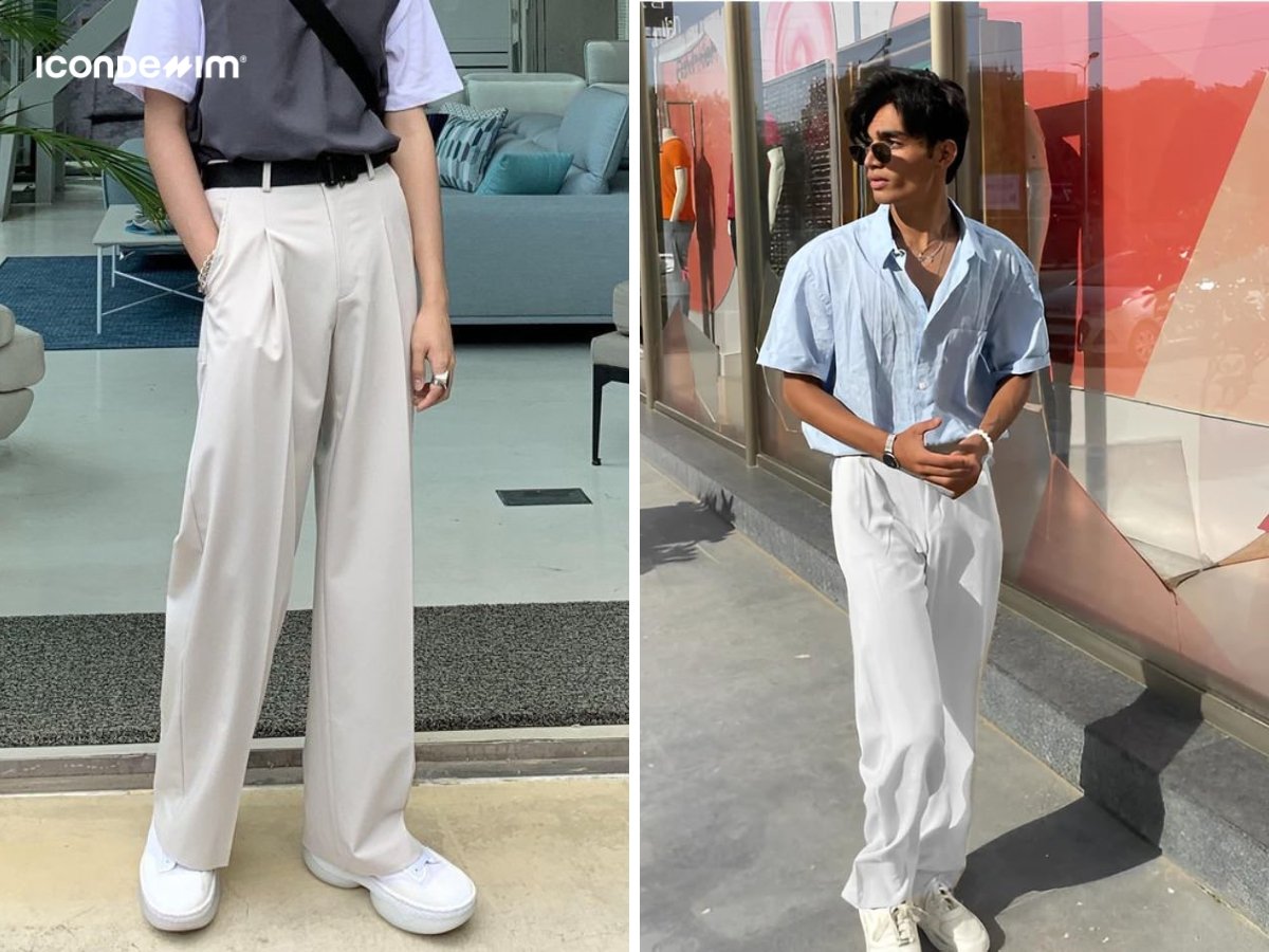 Áo sơ mi tay ngắn và quần ống rộng