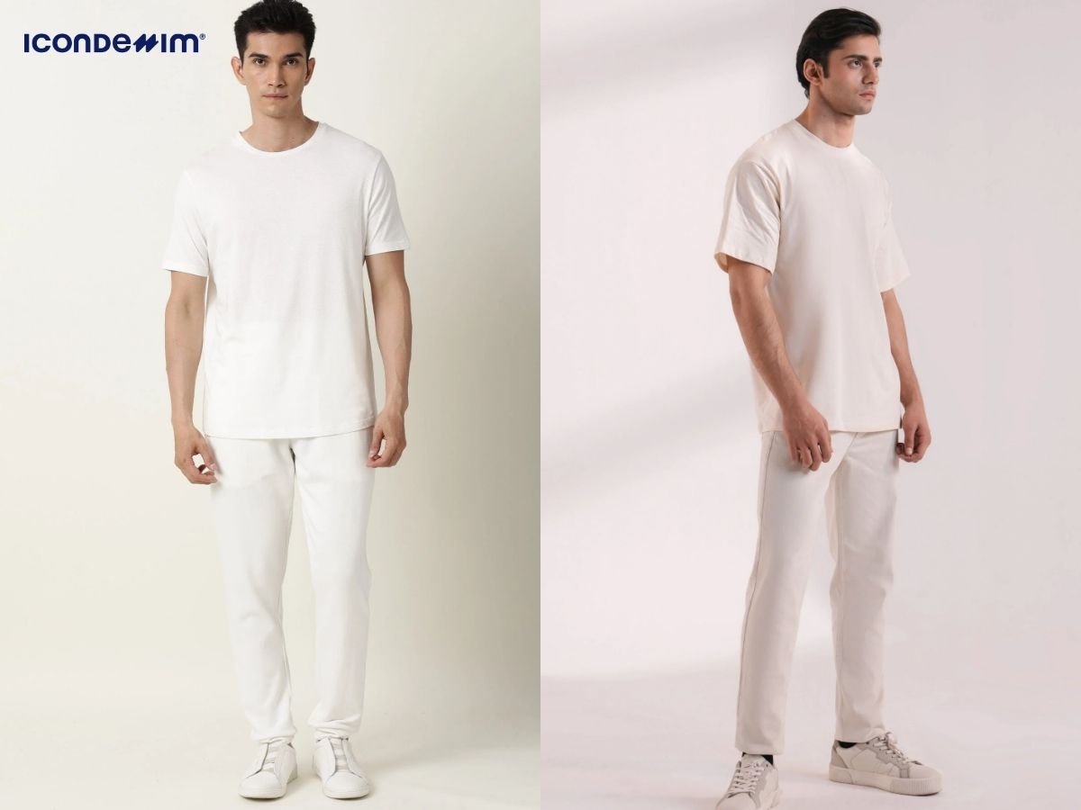 Phối áo thun trắng với quần jeans trắng