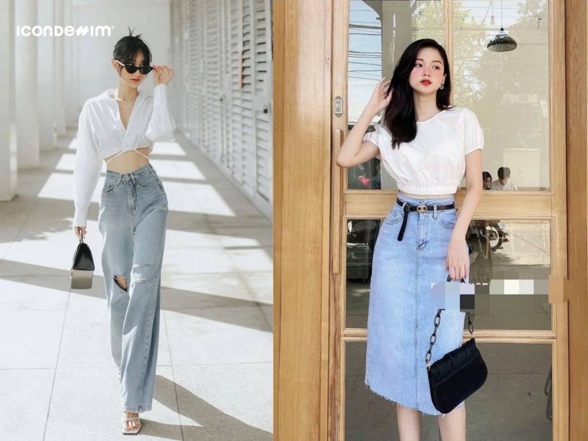 Outfit nữ với áo croptop
