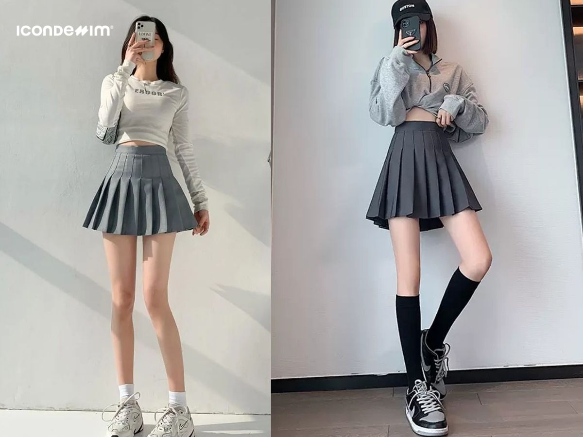 Outfit với chân váy tennis