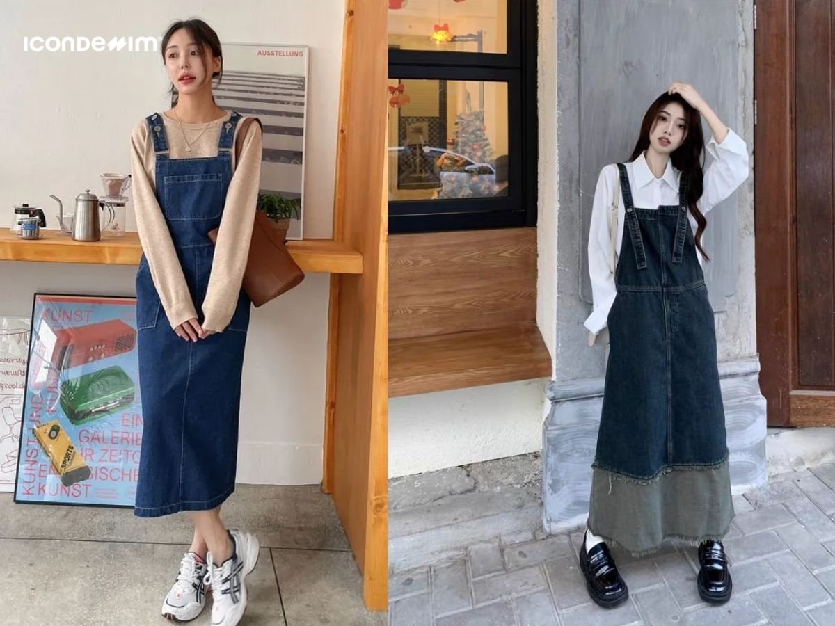 Outfit với váy yếm