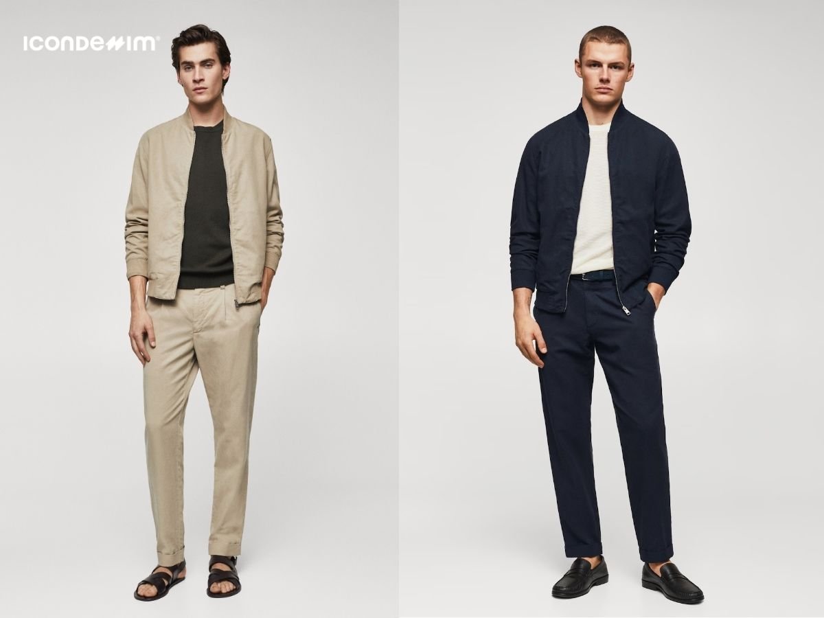 Phối áo bomber và quần chinos