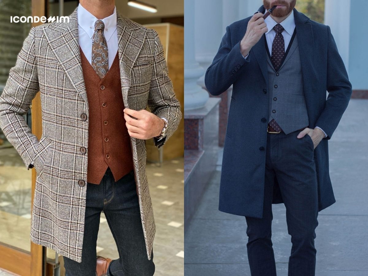 Phối áo choàng dài phối sơ mi và gile phong cách Dark Academia