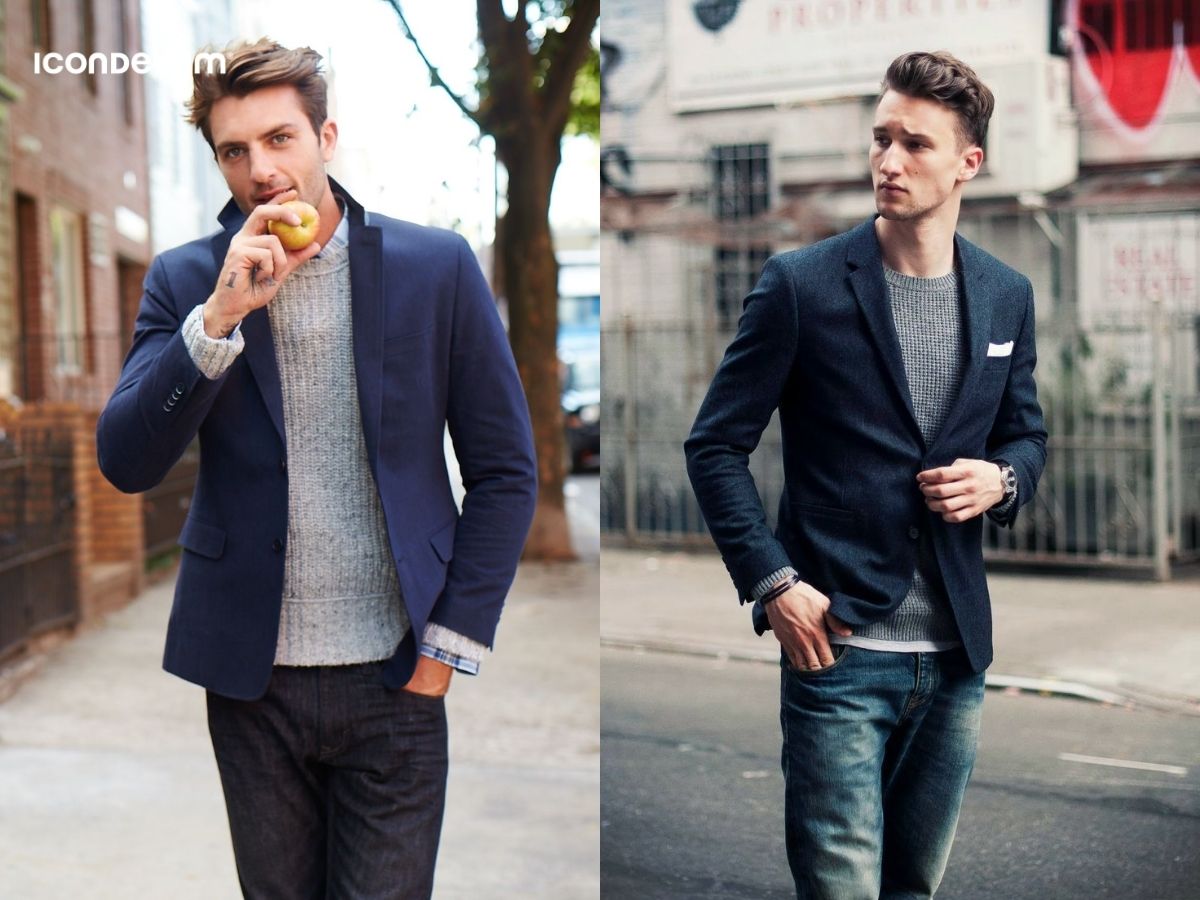 Phối đồ áo jumper và áo blazer