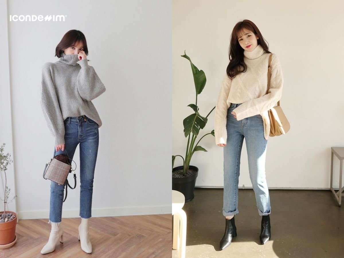 Set đồ cực thời trang gồm áo len và quần skinny