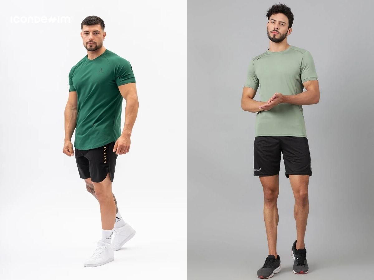 Phối áo phông xanh lá với quần short