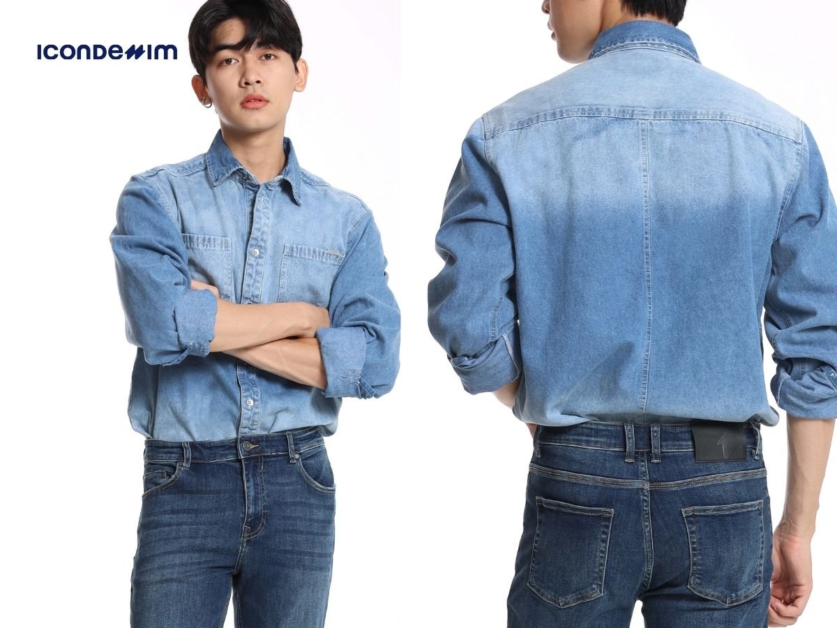 Denim on Denim với áo sơ mi và quần jean
