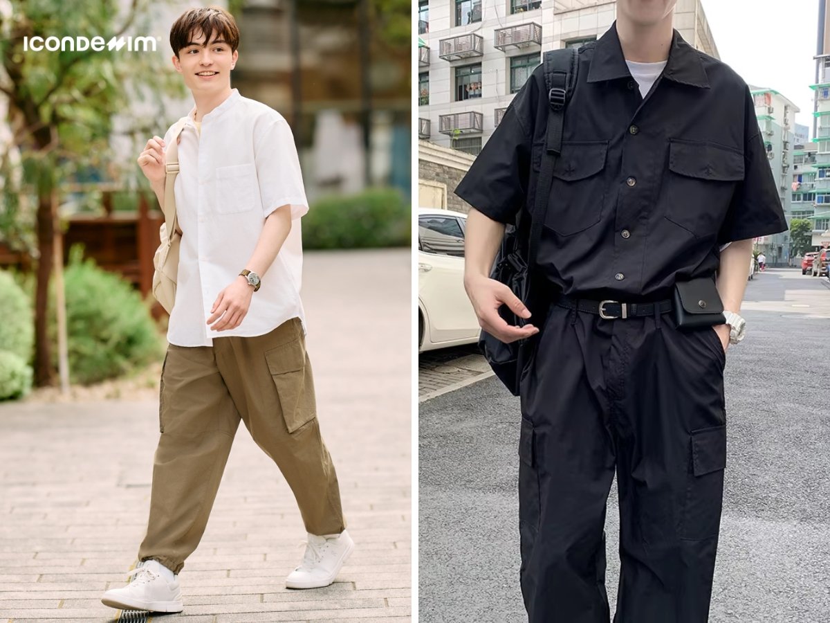 Áo sơ mi tay ngắn và quần cargo