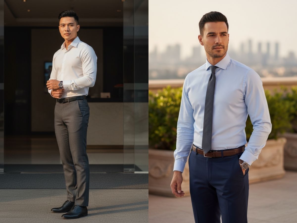 Phối áo sơ mi và quần tây đi đám cưới