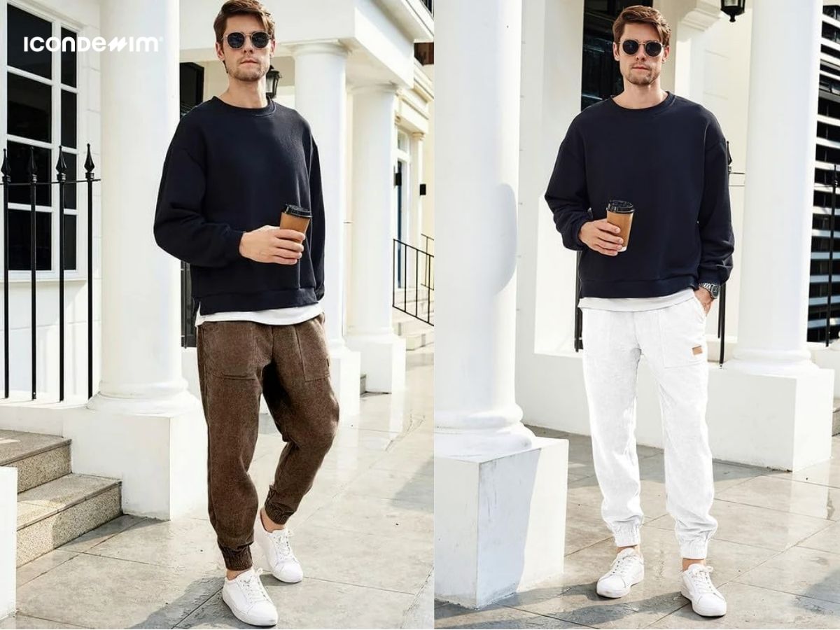 Phối áo sweater với quần jogger