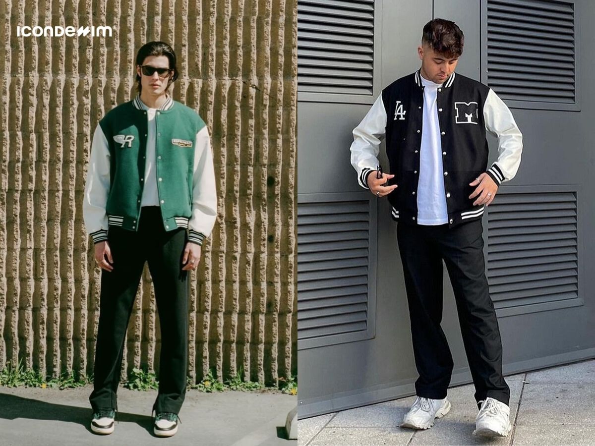 Kết hợp áo Varsity cùng áo phông nam