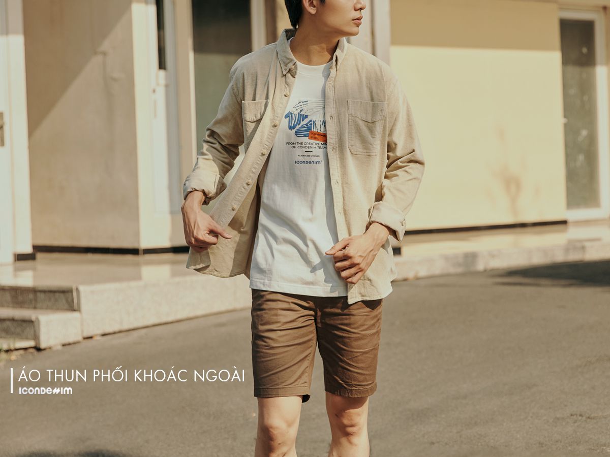 Phồi đồ quần short, áo thun, áo sơ mi khoác ngoài