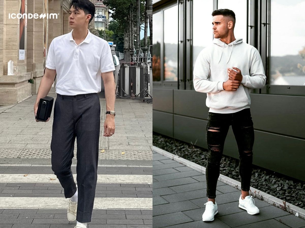 Phối đồ áo trắng quần đen