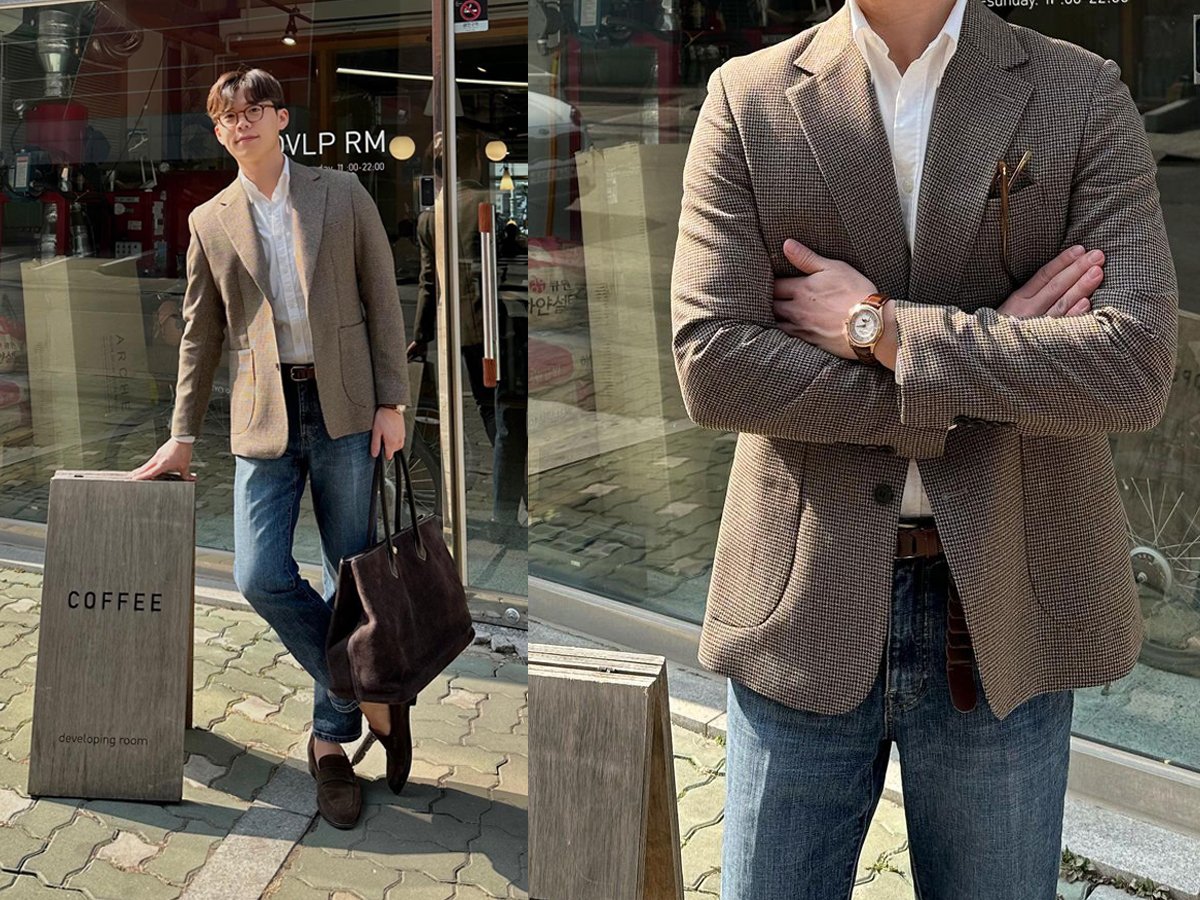 Áo blazer phối với quần jeans