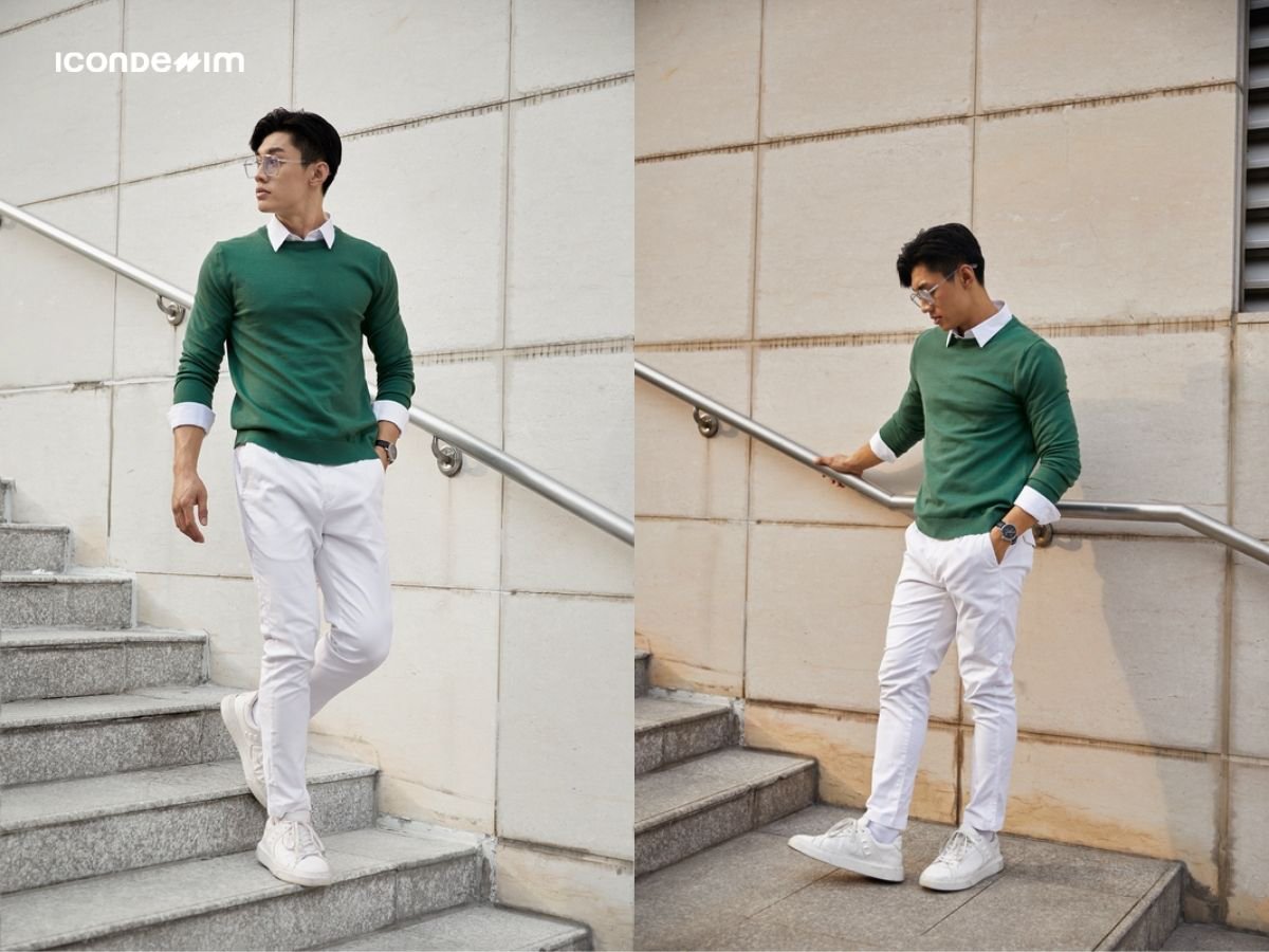 Phối đồ quần kaki theo phong cách layer