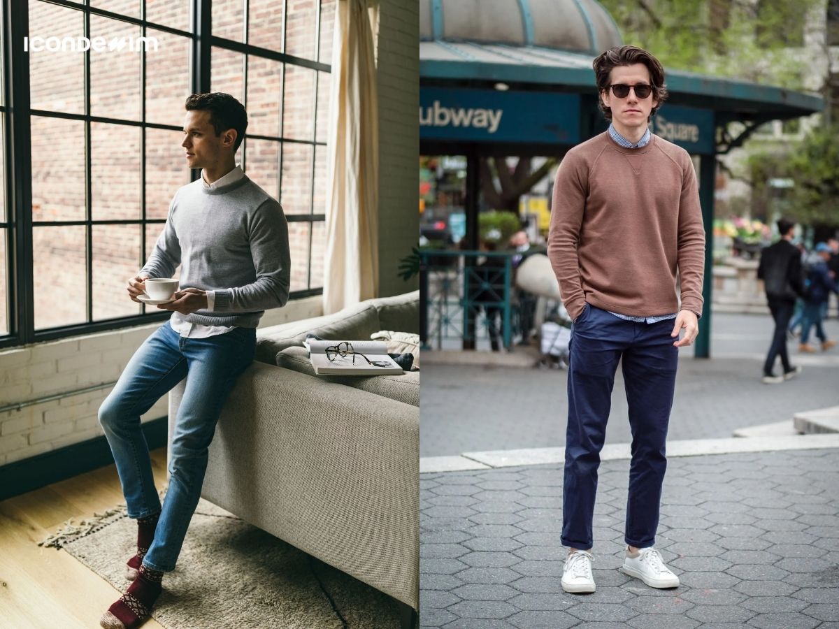 Phối đồ với áo sweater nam phong cách layer