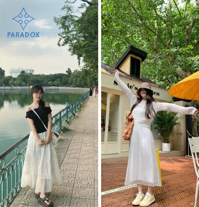 Đôi nét về cách phối đồ với chân váy voan dài