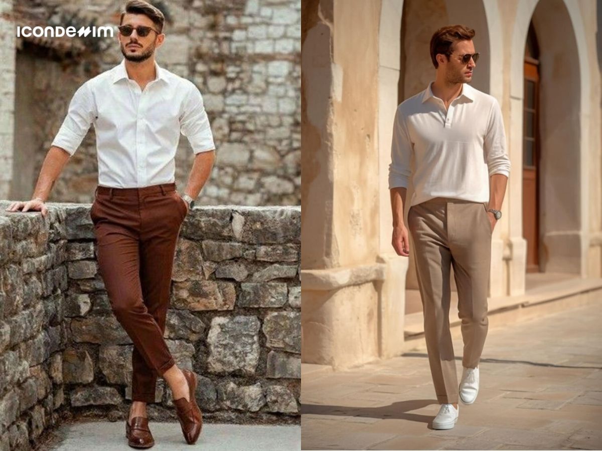 Phối màu trắng với màu nâu