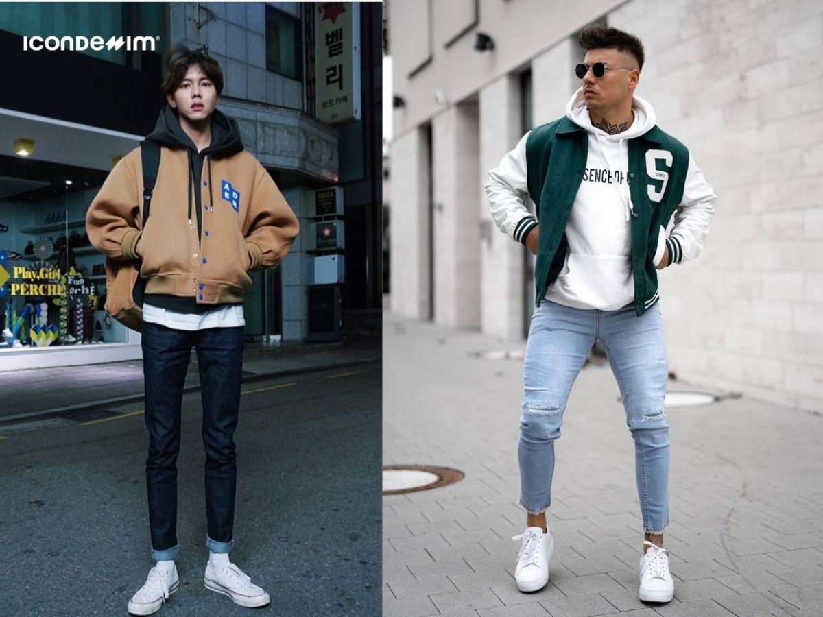 Phối quần jeans ôm với áo hoodie