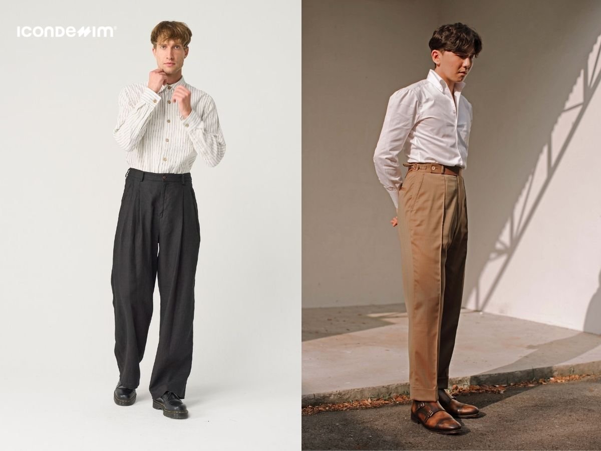 Phối quần kaki với áo sơ mi tối giản tạo phong cách vintage cổ điển