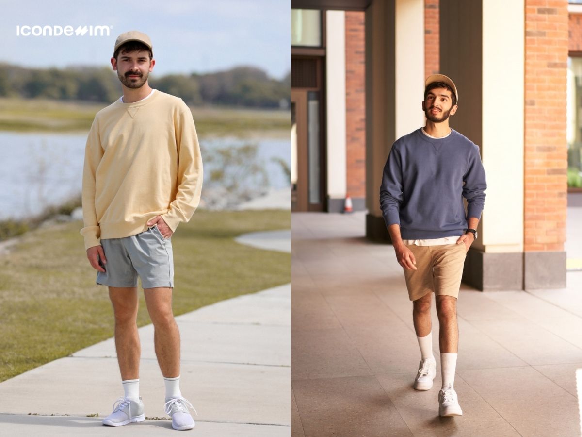 Phối sweater nam với quần short kaki