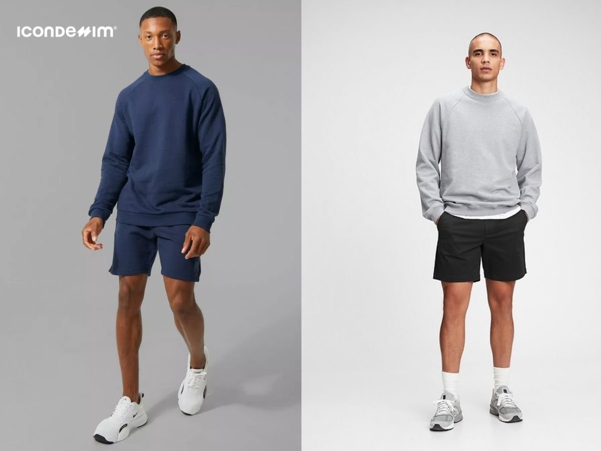 Phối sweatshirt với quần short năng động