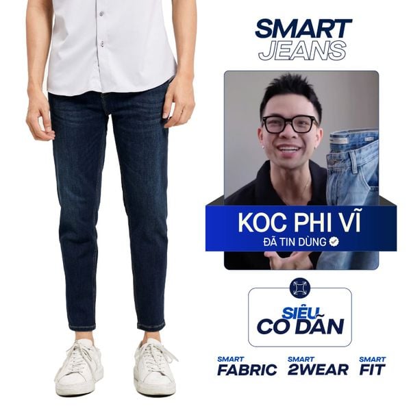 Quần Smart Jean Nam Siêu Co Dãn Xanh Đậm Form Smart Fit