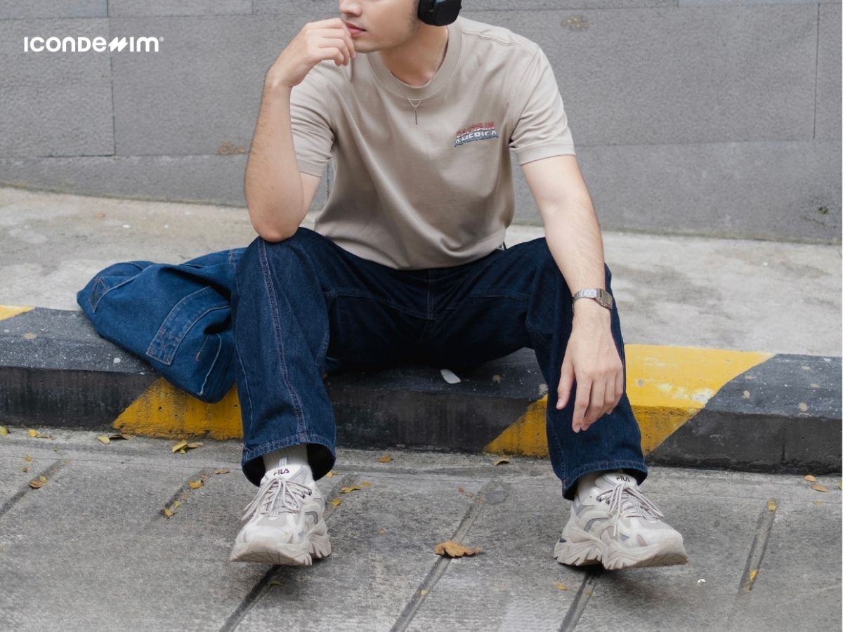 Phối quần baggy với giày sneaker