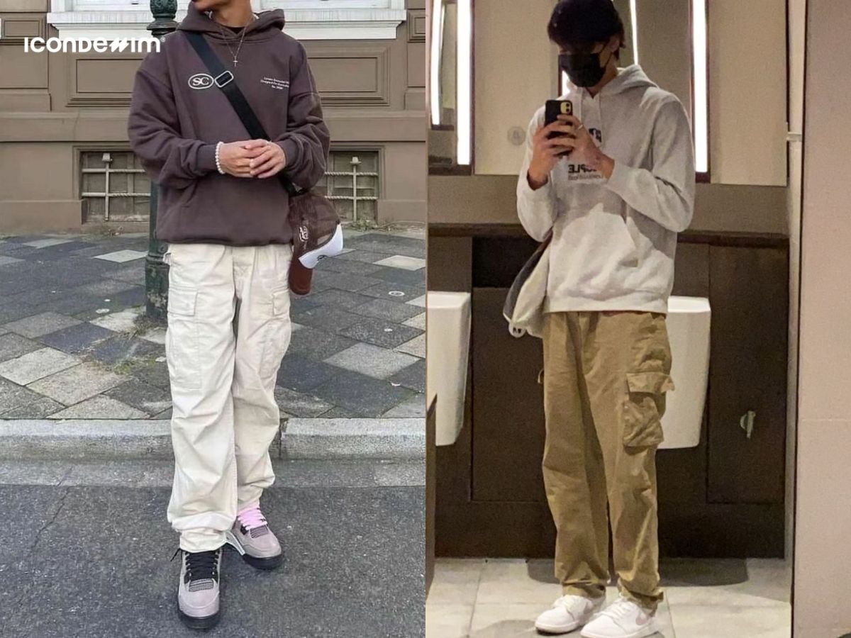 Quần baggy với áo hoodie tạo nên outfit đậm chất street style