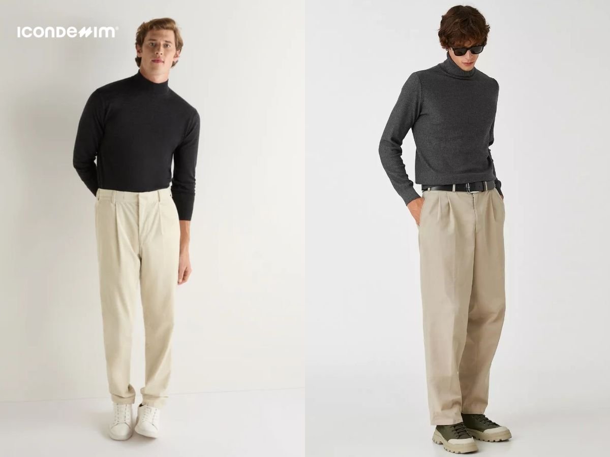 Quần baggy với áo len cao cổ tôn lên nét đẹp thời trang và nam tính