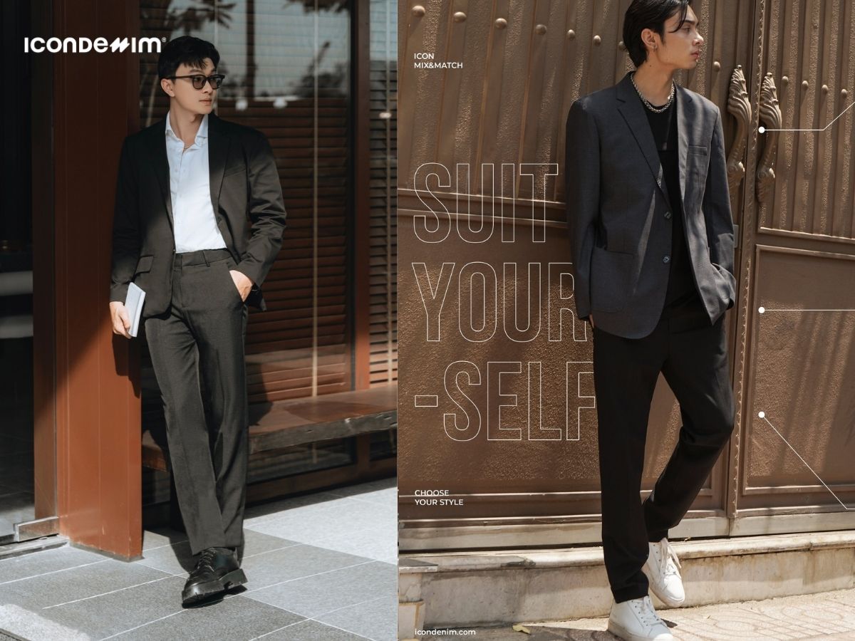 Quần chinos phối áo blazer