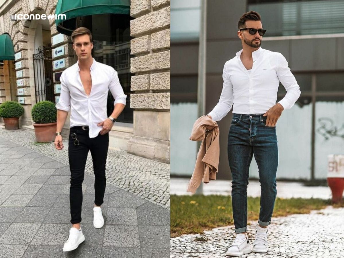 Quần jeans áo sơ mi trắng đóng thùng