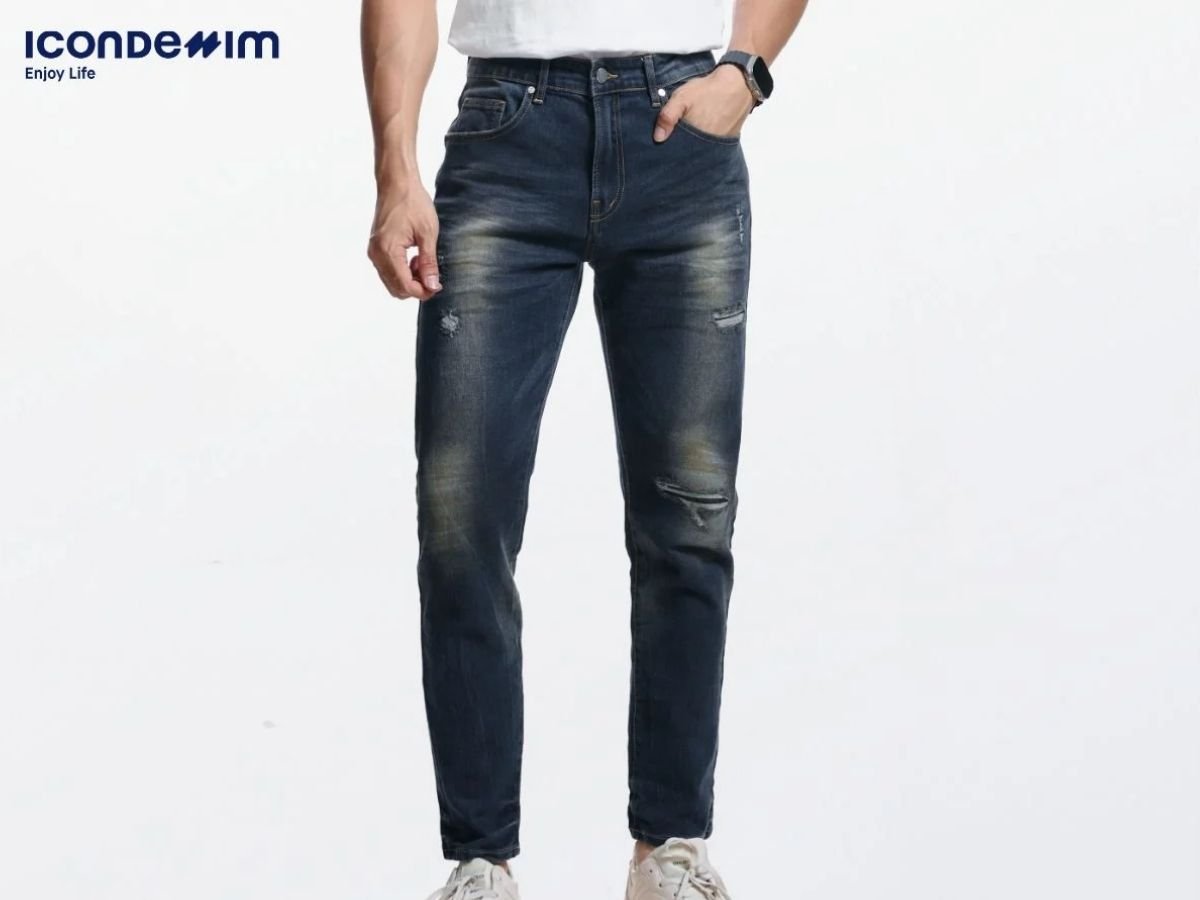 Quần jeans xanh slim-fit tôn dáng hiệu quả