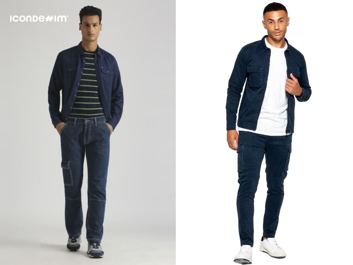 Quần jeans xanh và áo cargo mang vẻ đẹp cổ điển