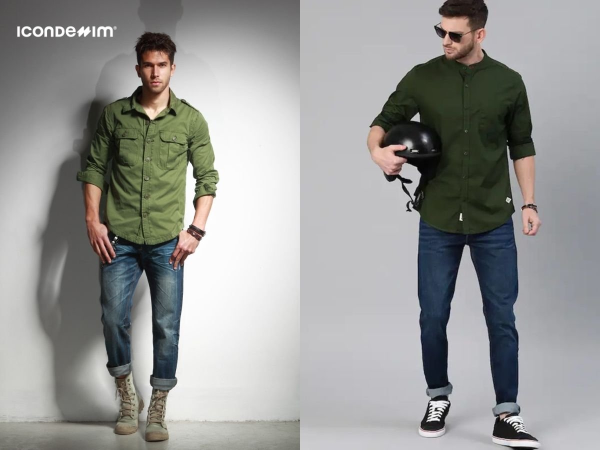 Đậm chất cool, mạnh mẽ khi phối quần jeans với áo sơ mi xanh
