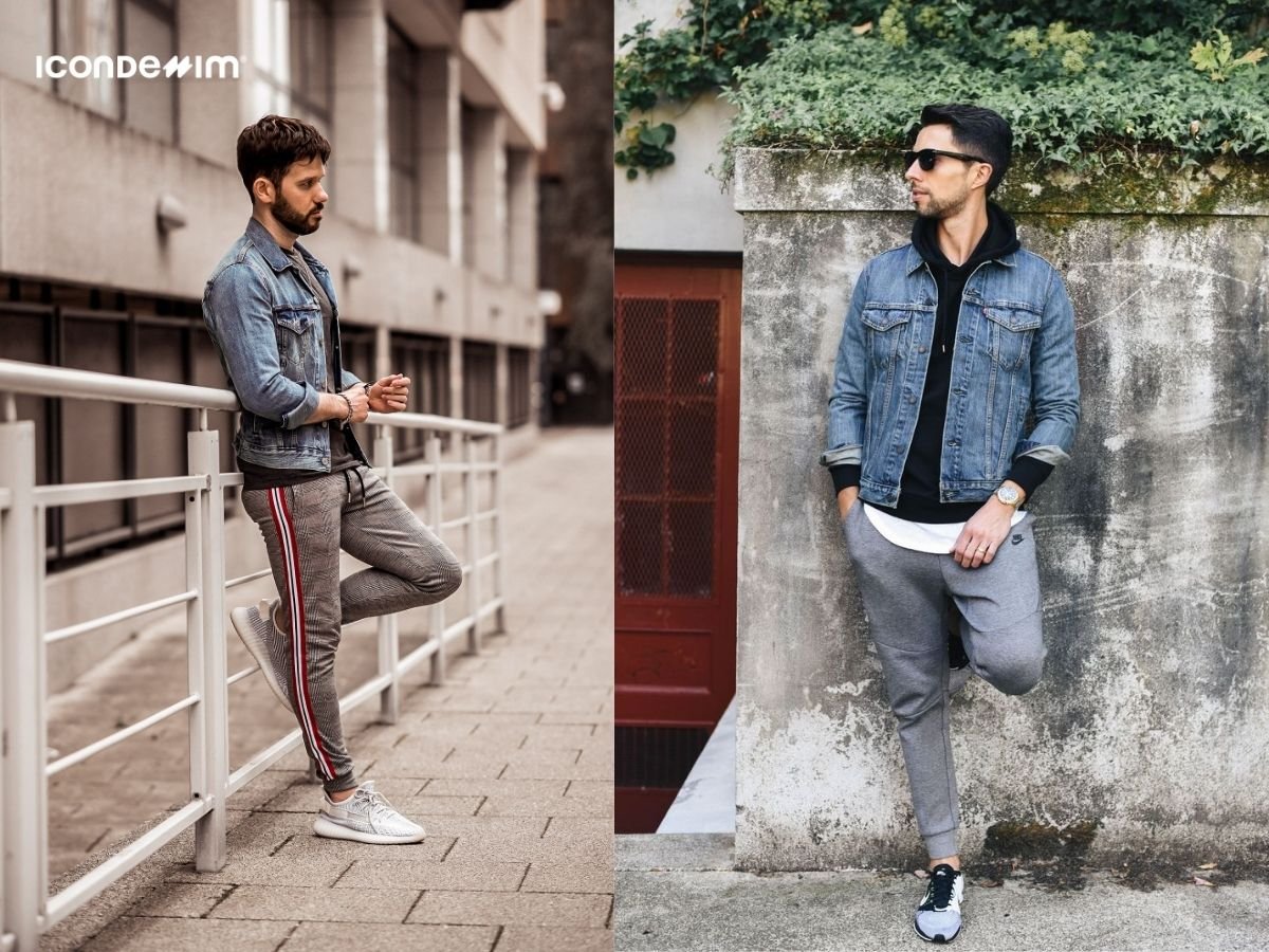 Phối đồ với quần jogger nam và áo khoác denim