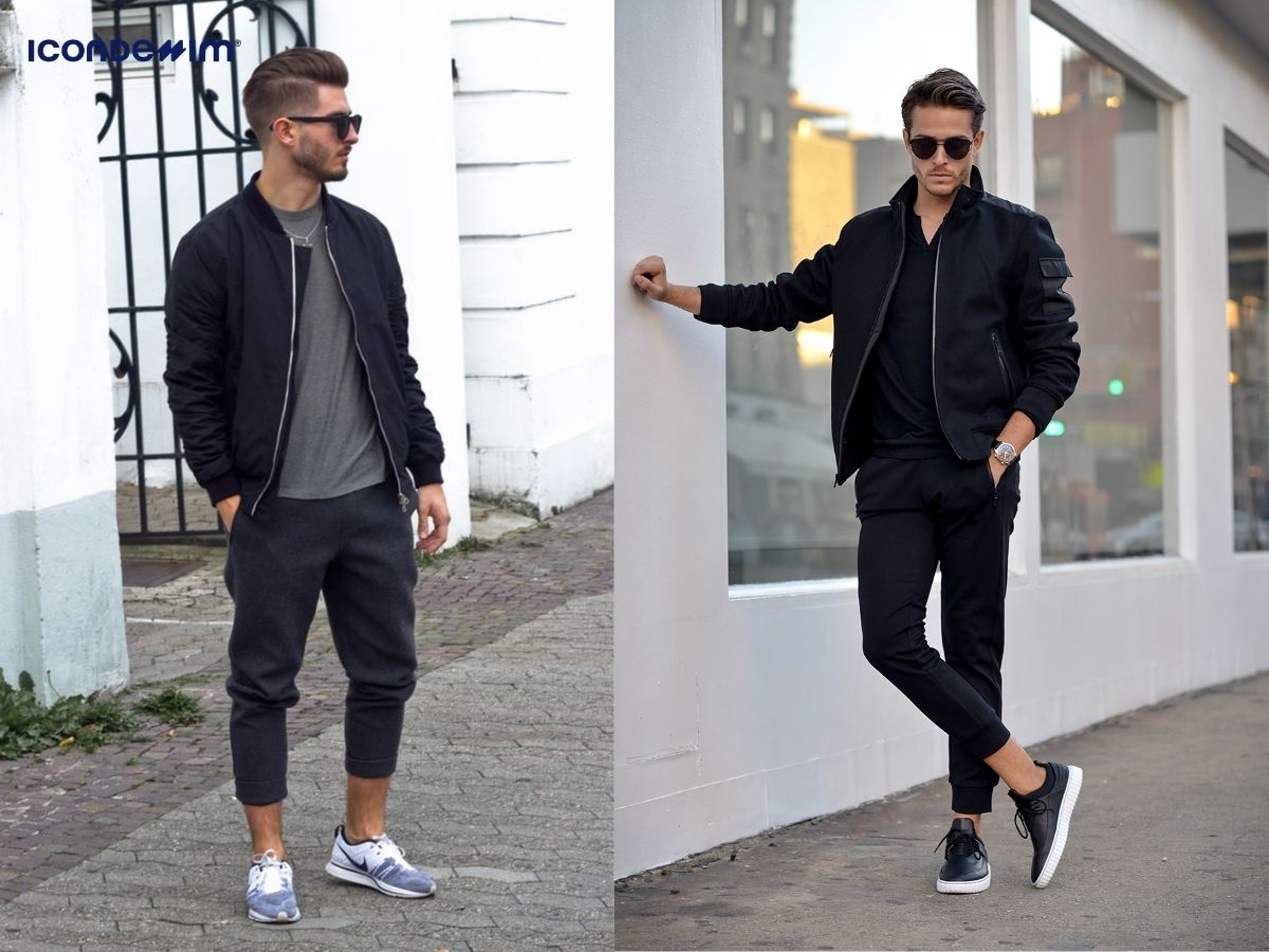 Phong cách quần jogger nam với áo khoác bomber
