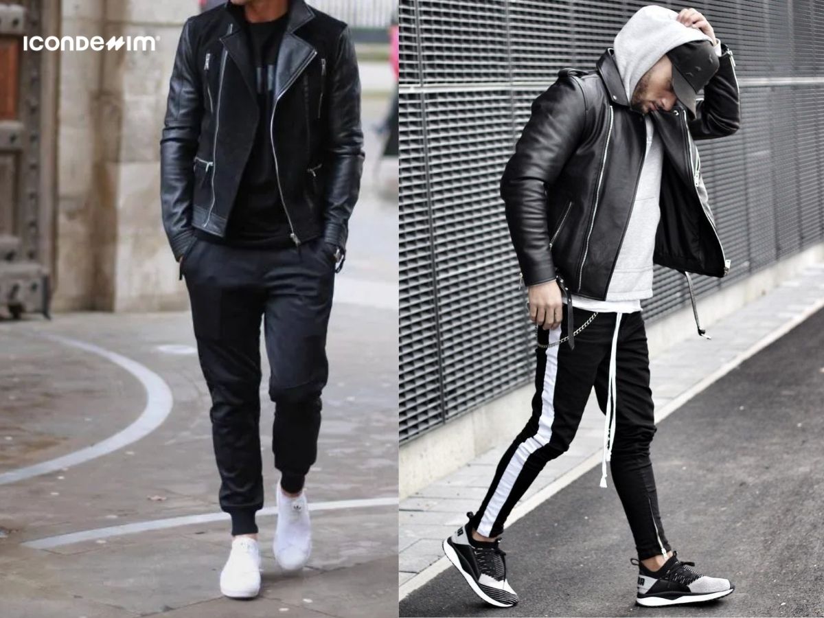 Quần jogger và áo khoác da