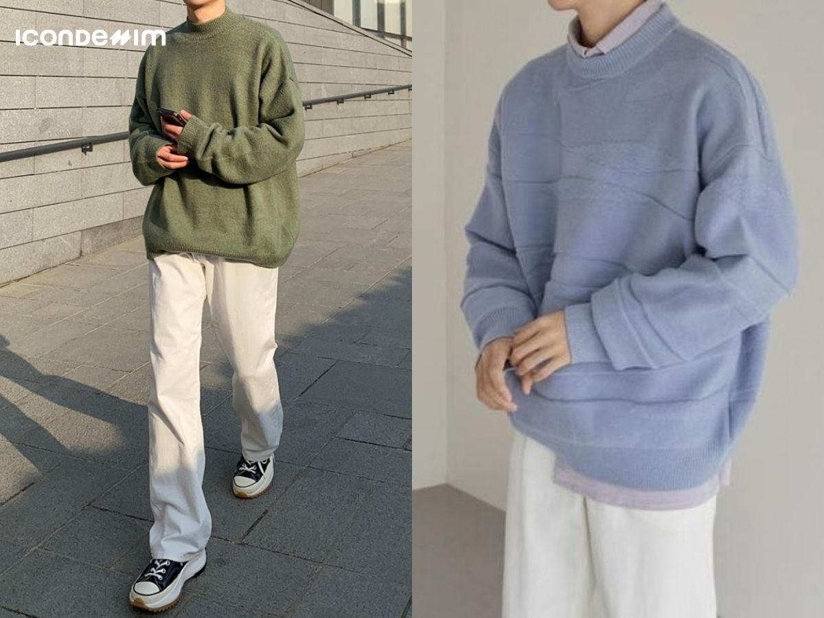 quan-ong-rong-ao-sweater-nam_ac3d27b995b44f9491a0392596f03e84 Quần ống rộng và áo sweater với đôi giày thể thao năng động