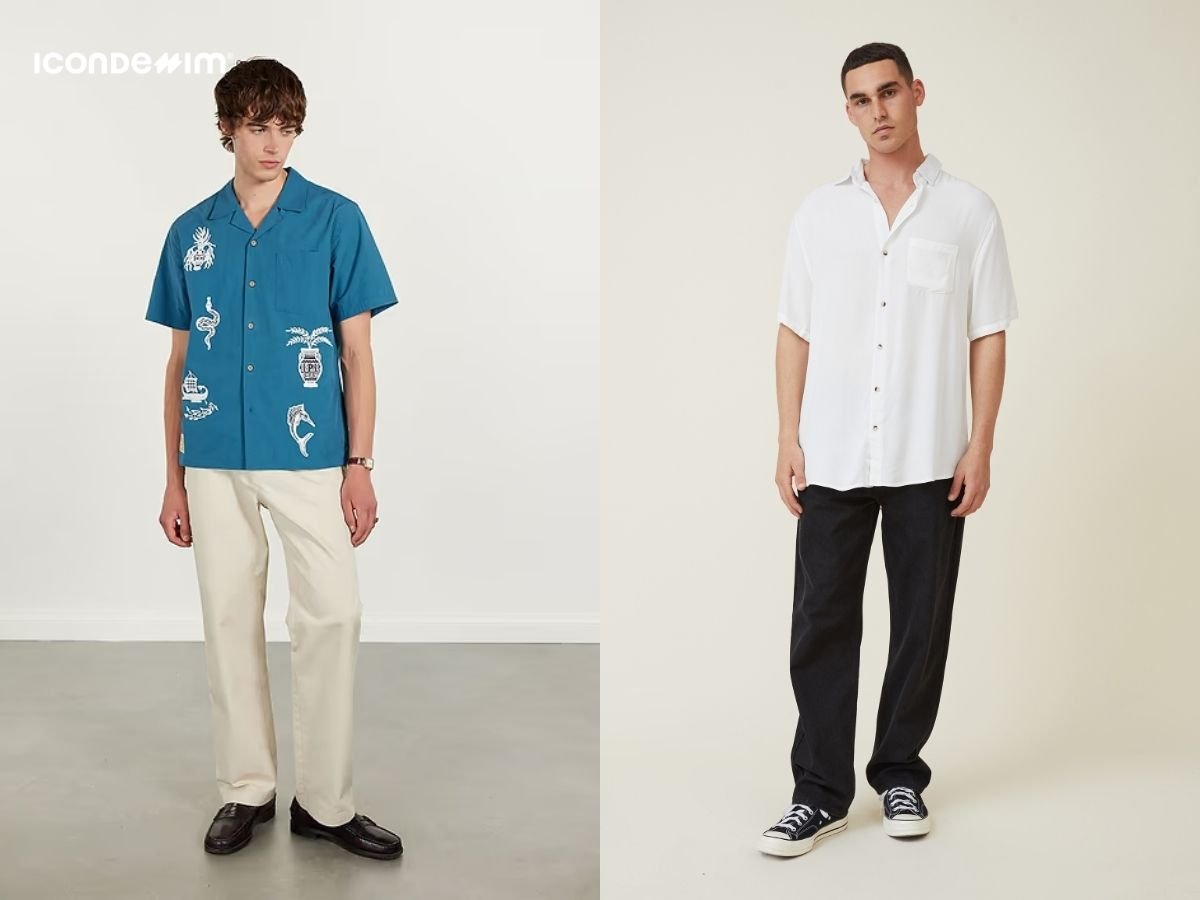 Quần ống suông và áo sơ mi Cuban