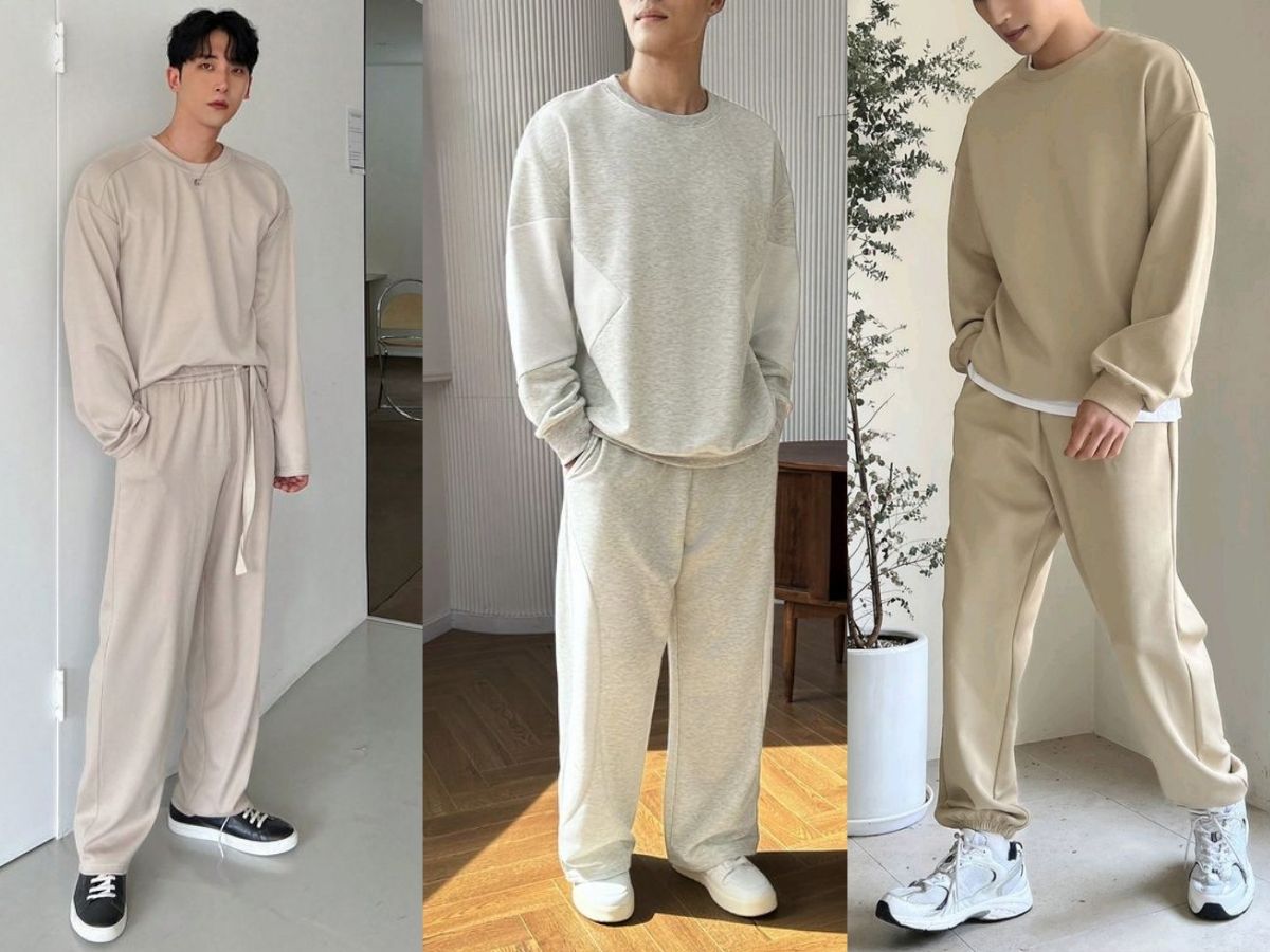 Quần thể thao ống suông và áo thun dài tay