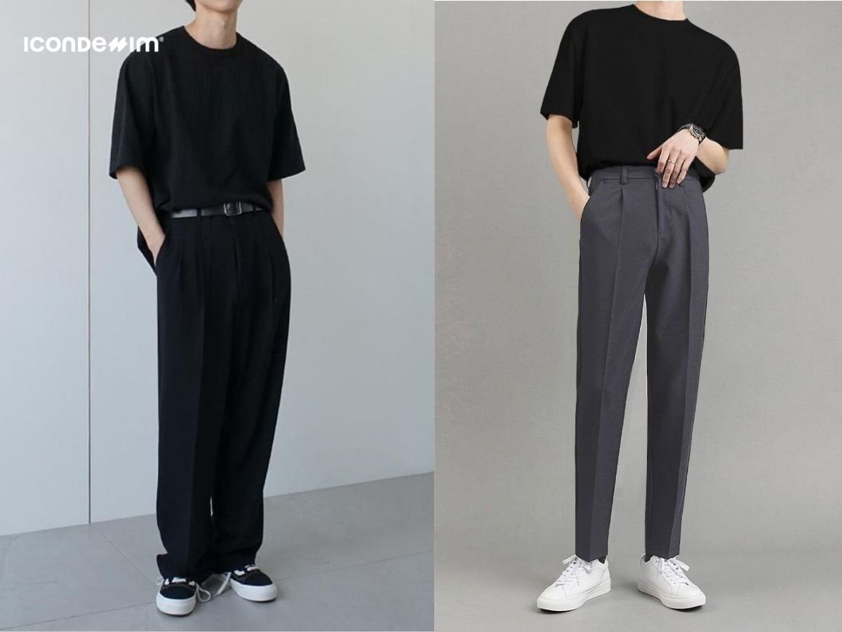Quần tây nam Hàn Quốc cùng áo thun oversize