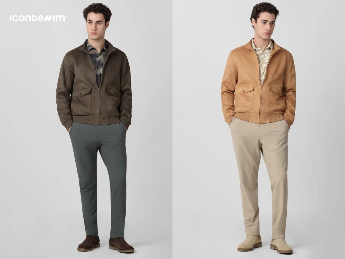 Quần tây kết hợp với áo khoác nhẹ cho nam béo bụng