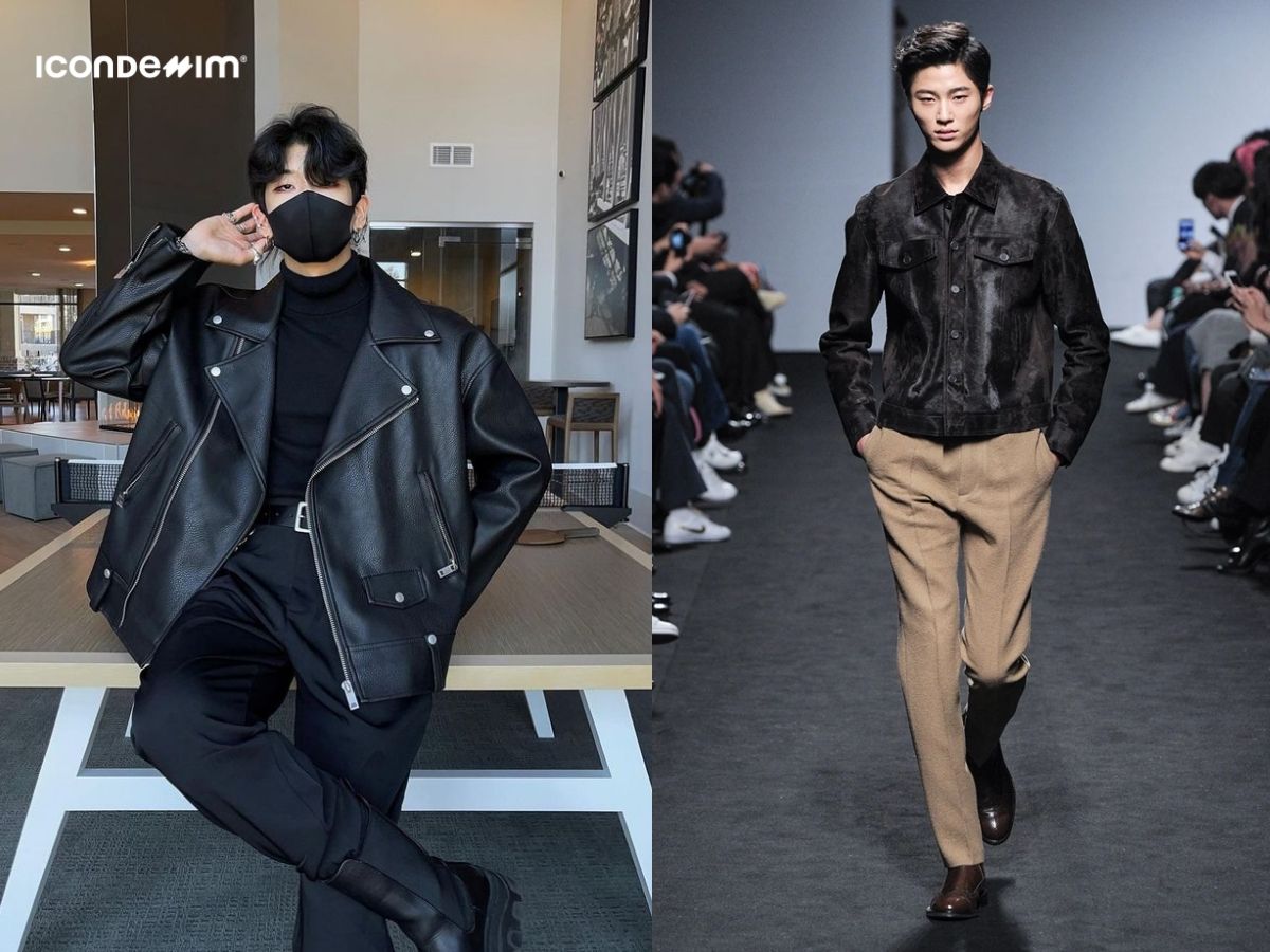 Phối đồ với quần tây nam Hàn Quốc và áo khoác da