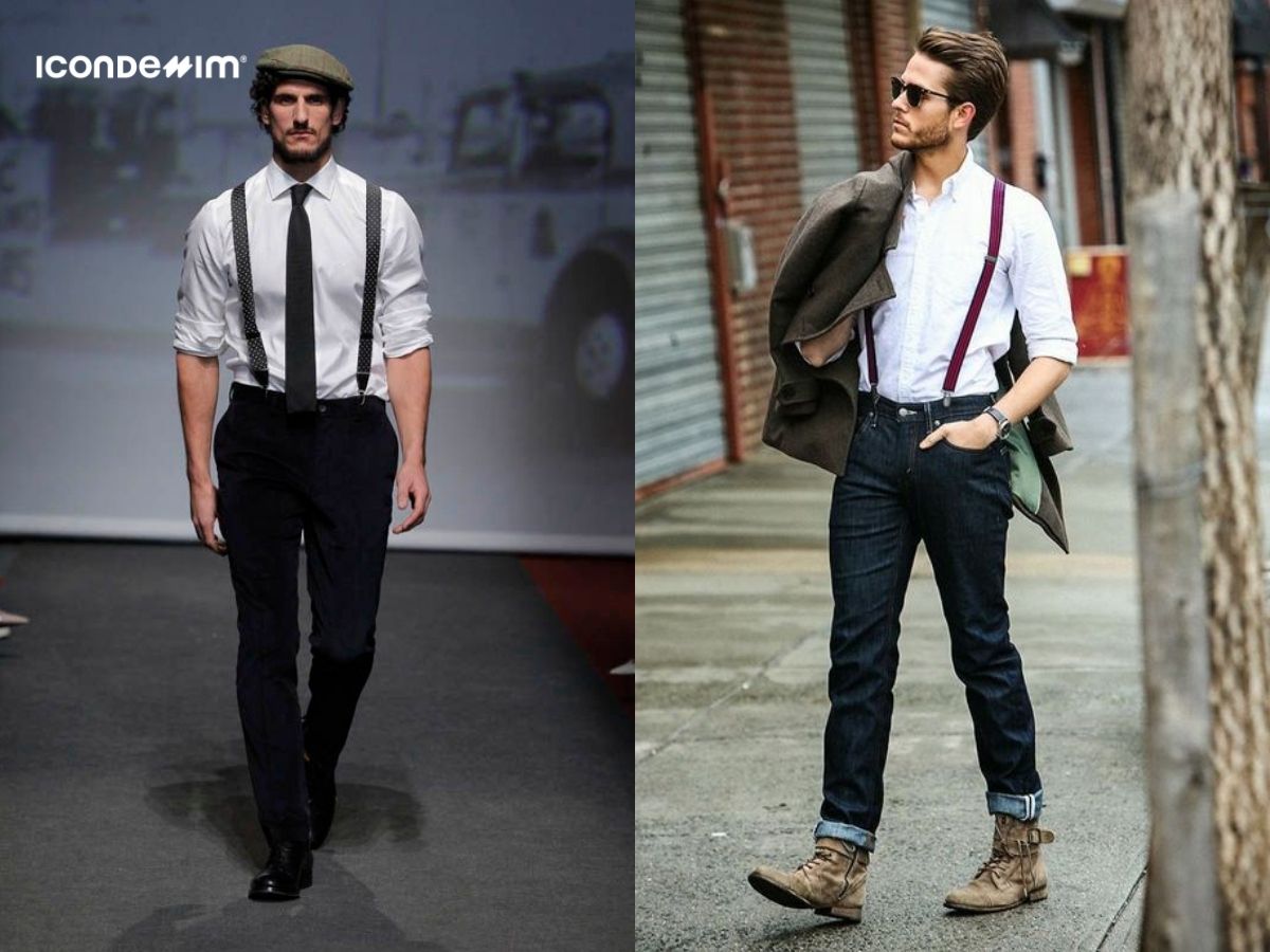 Quần yếm chữ Y và áo sơ mi cổ điển