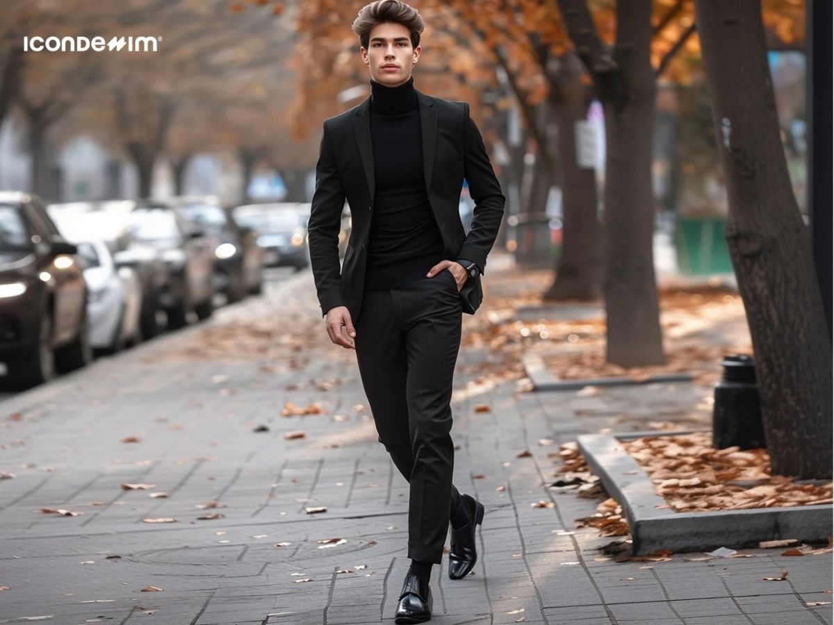 Set đồ áo len cổ lọ với áo blazer phong cách Dark Academia